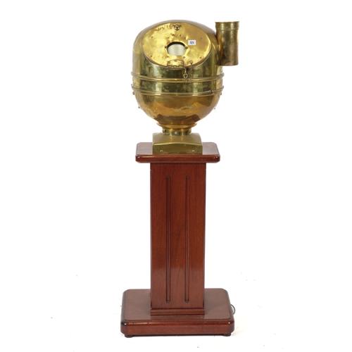 KELVIN & HUGHES, LTD.: A BRASS BINNACLE COMPASS