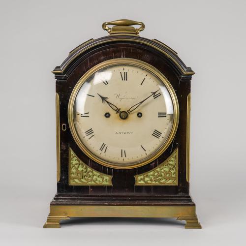 A GEORGE III GILT BRASS-MOUNTED EBONISED STRIKING AND REPEATING TRIPLE-PAD TOP BRACKET CLOCK