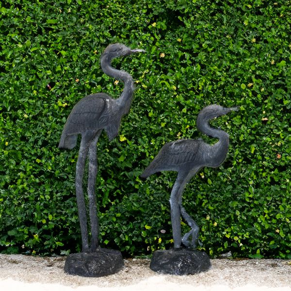 TWO LEAD EFFECT METAL HERONS (2)