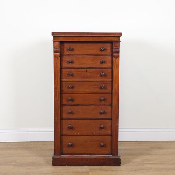 A VICTORIAN MAHOGANY WELLINGTON CHEST