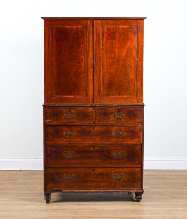 A VICTORIAN MAHOGANY LINEN PRESS