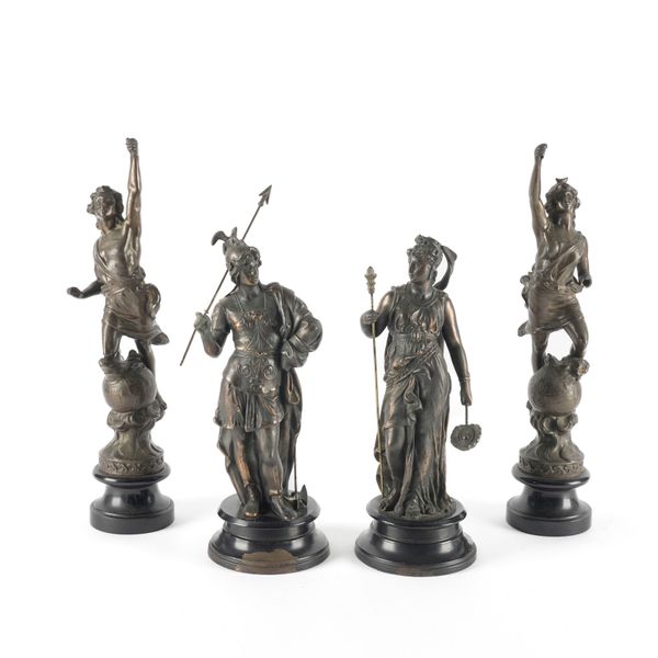 FOUR FRENCH SPELTER FIGURES (4)