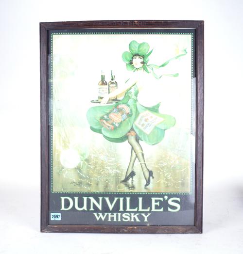 DUNVILLE'S WHISKY, SHAMROCK LADY ADVERTISING POSTER
