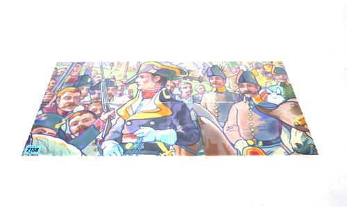 AN EARLY 20TH CENTURY EIGHT TILE PANEL DEPICTING NAPOLEON WITH SOLDIERS