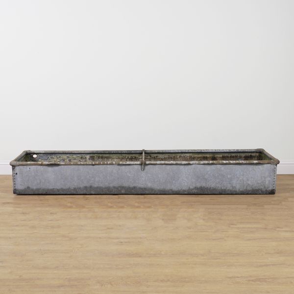 A LARGE RECTANGULAR RIVETED ALUMINIUM TROUGH