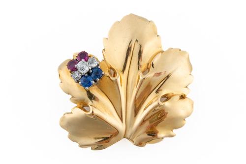 A CARTIER LEAF BROOCH (2)