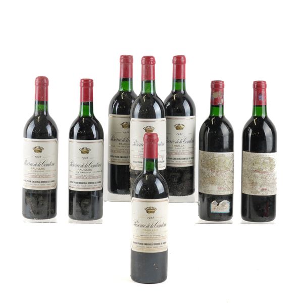 SIX BOTTLES OF CHATEAU PICHON LANGUEVILLE LALANDE RESERVE DE LA COMTESSE PAUILLAC 1988 (8)