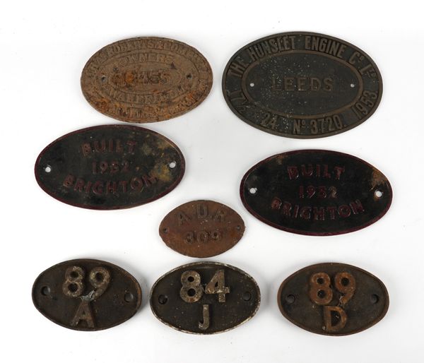 A GROUP OF CAST METAL RAILWAY SHED AND LOCO OVAL PLATES (8)