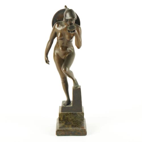 WILHELM MARTINI (GERMAN B. 1880-1965): A PATINATED BRONZE FIGURE OF THE GODDESS ATHENA OR MINERVA