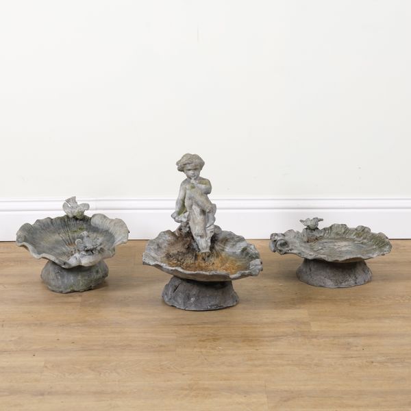 AN EARLY 20TH CENTURY LEAD BIRD BATH (3)