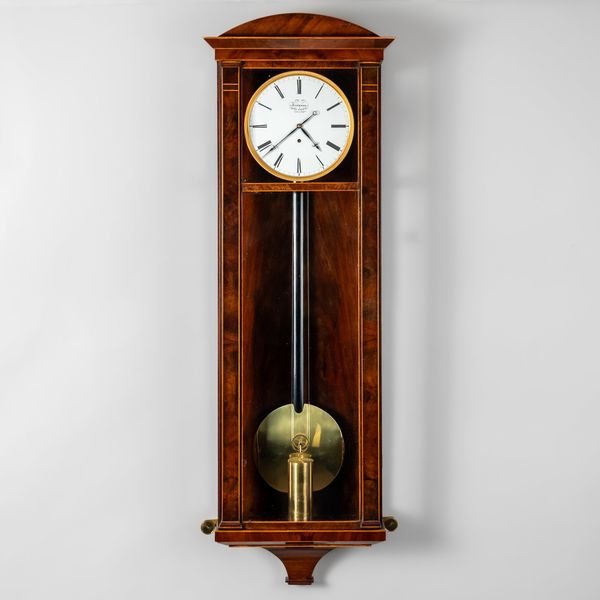 A VIENNESE MAHOGANY AND BOXWOOD-OUTLINED WALL TIMEPIECE