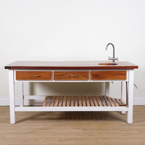 A 20TH CENTURY KITCHEN ISLAND