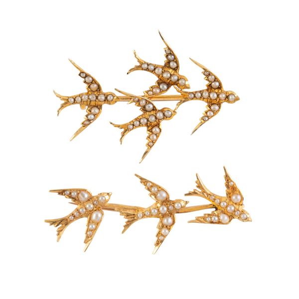 TWO SWALLOW BROOCHES (2)