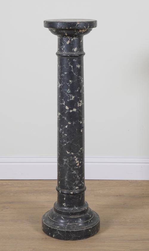 A VICTORIAN VERDE ANTICO MARBLE PEDESTAL COLUMN