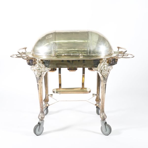 A WHITE METAL HOSTESS TROLLEY