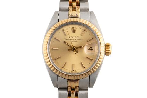 A ROLEX OYSTER PERPETUAL DATE BICOLOUR REF 6917 WATCH