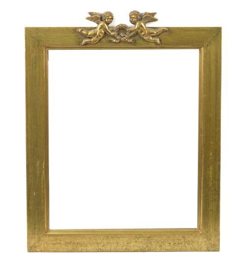 A 20TH CENTURY GILT FRAMED RECTANGULAR WALL MIRROR (2)