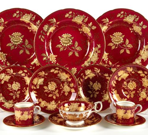 WEDGWOOD `RUBY TONQUIN' BONE CHINA PART SERVICE ( 80)
