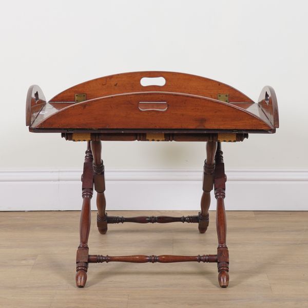 A 19TH CENTURY MAHOGANY FOLDING BUTLER'S TRAY