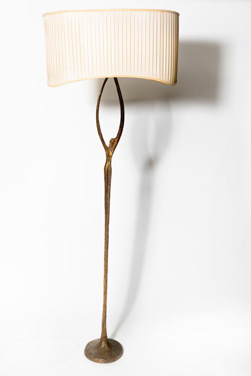 FELIX AGOSTINI (FRENCH,1910-1980): A GILT-BRONZE ‘NYMPHE’ FLOOR STANDING LIGHT