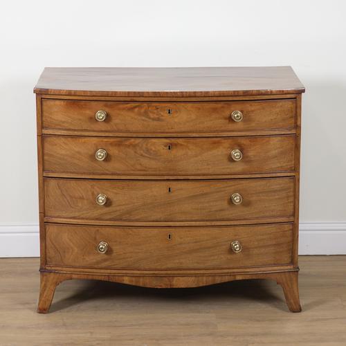 A REGENCY MAHOGANY BOWFRONT CHEST OF DRAWERS
