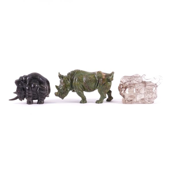 THREE CARVED HARDSTONE ANIMALS (3)