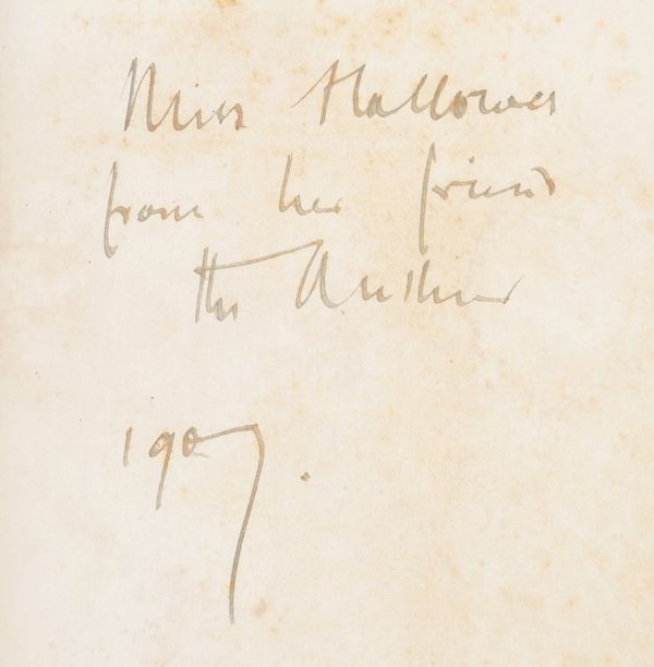 CONRAD, Joseph (1857-1924). The Secret Agent, New York, 1907, 8vo, some staining, original cloth. FIRST AMERICAN EDITION, IMPORTANT PRESENTATION COPY, inscribed on the front free endpaper, "Miss Hallowes from her friend the Author. 1907."