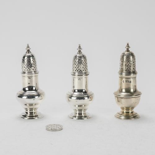 THREE SILVER CASTERS (3)