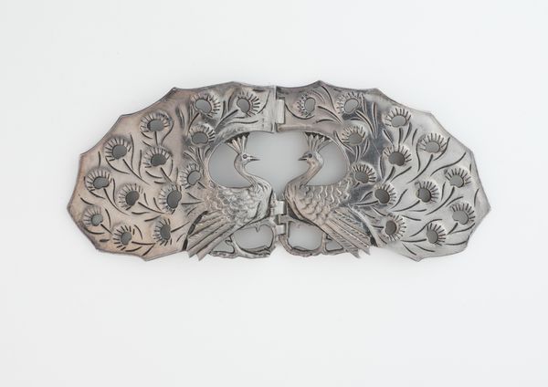 A LATE VICTORIAN SILVER TWO PIECE WAISTBELT BUCKLE