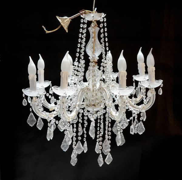 TWO MOULDED GLASS EIGHT GLASS CHANDELIERS (2)