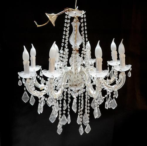 TWO MOULDED GLASS EIGHT GLASS CHANDELIERS (2)