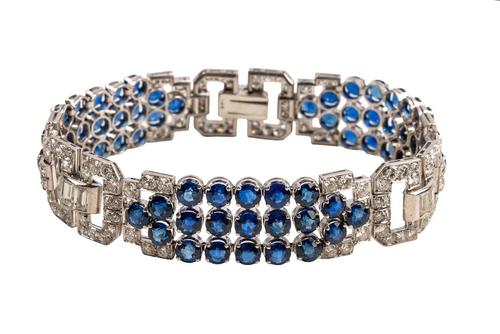 AN ART DECO SAPPHIRE AND DIAMOND BRACELET (2)