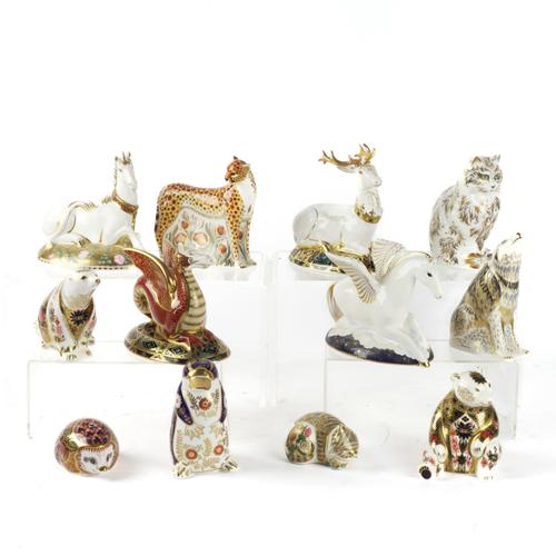 TWELVE ROYAL CROWN DERBY IMARI PAPERWEIGHTS INCLUDING LIMITED EDITION HERALDIC BEASTS (12)