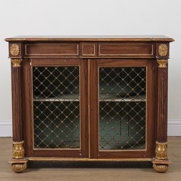 A REGENCY STYLE FAUX ROSEWOOD PAINTED CHIFFONIER