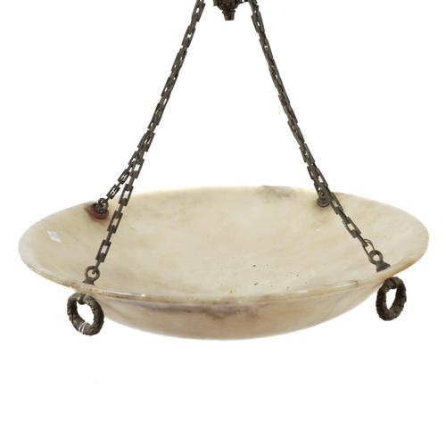 AN ART DECO ALABASTER PLAFFONIER DISH LIGHT