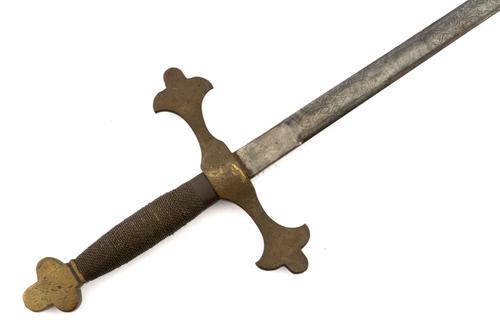 A CONTINENTAL BRONZE-HILTED PRACTICE OR FENCING SWORD