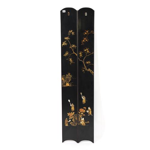 A PAIR OF JAPANESE PARCEL-GILT LACQUER WALL HANING PANELS