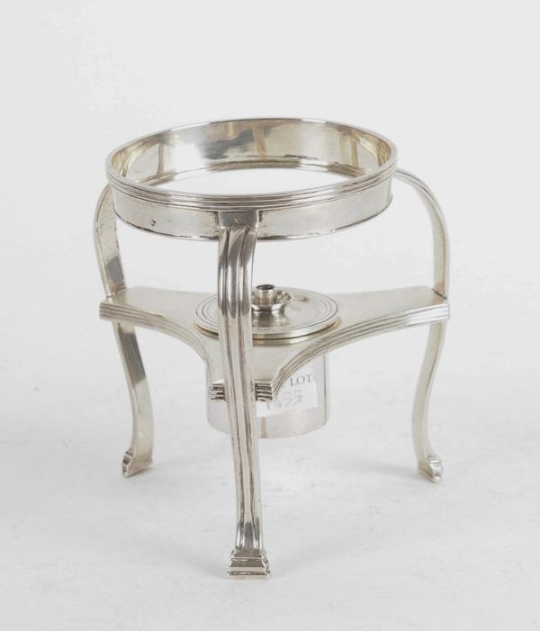 A GEORGE III SILVER SPIRIT BURNER STAND