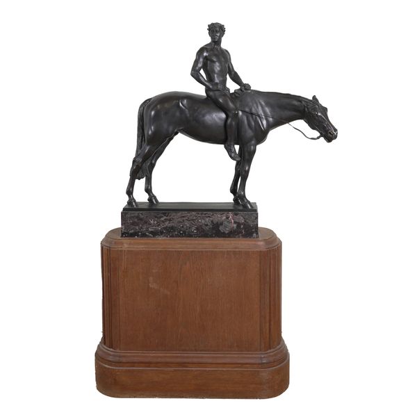 ALBERT HINRICH HUSSMAN (GERMAN 1874-1946): AN ART DECO EQUESTRIAN BRONZE KNOWN AS 'OLYMPISCHER SIEGER' OR OLYMPIC CHAMPION