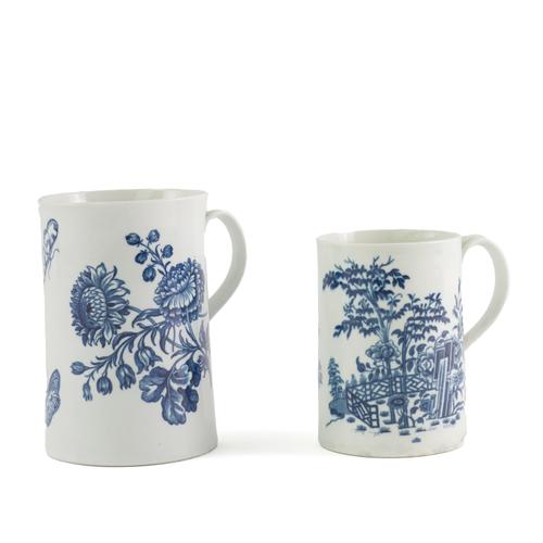TWO WORCESTER BLUE AND WHITE MUGS (2)