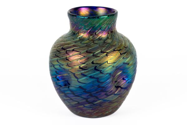 AN IRIDESCENT GLASS VASE