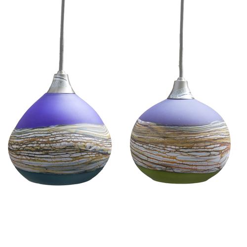 GARTNER BLADE: TWO AMERICAN ART GLASS ‘STRATA’ PENDANT LIGHTS (2)