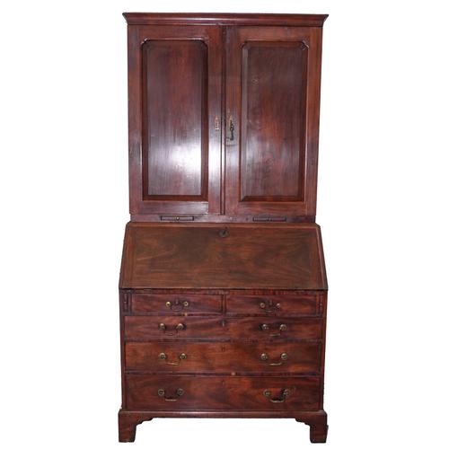 A GEORGE III MAHOGANY BUREAU BOOKCASE
