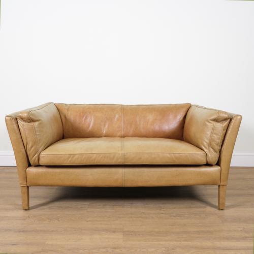 FLAMANT; A MODERN LEATHER UPHOLSTERED SQUARE BACK SOFA