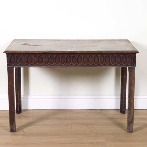 A GEORGE III AND LATER MAHOGANY CONSOLE TABLE