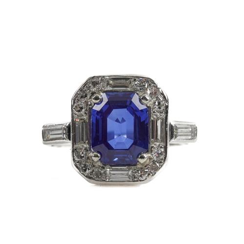 A KASHMIR SAPPHIRE AND DIAMOND RING
