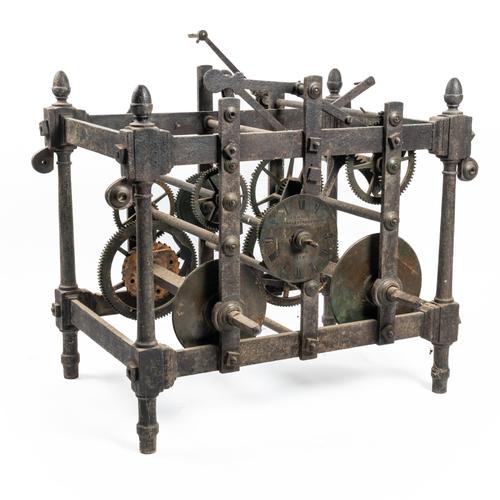 A RARE CAST-IRON TWIN-TRAIN TURRET CLOCK