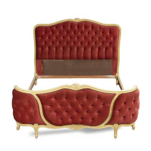 A 20TH CENTURY FRENCH CREAM PAINTED DOUBLE BED