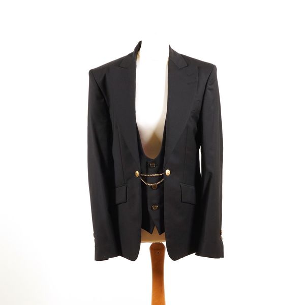 VIVIENNE WESTWOOD: A BLACK DINNER JACKET WITH ATTACHED WAISTCOAT (2)