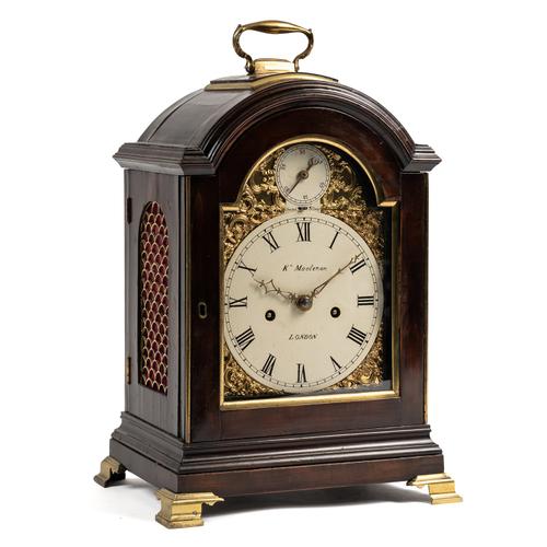 A GEORGE III GILTBRASS-MOUNTED FRUITWOOD STRIKING AND QUARTER REPEATING SINGLE PAD-TOP BRACKET CLOCK